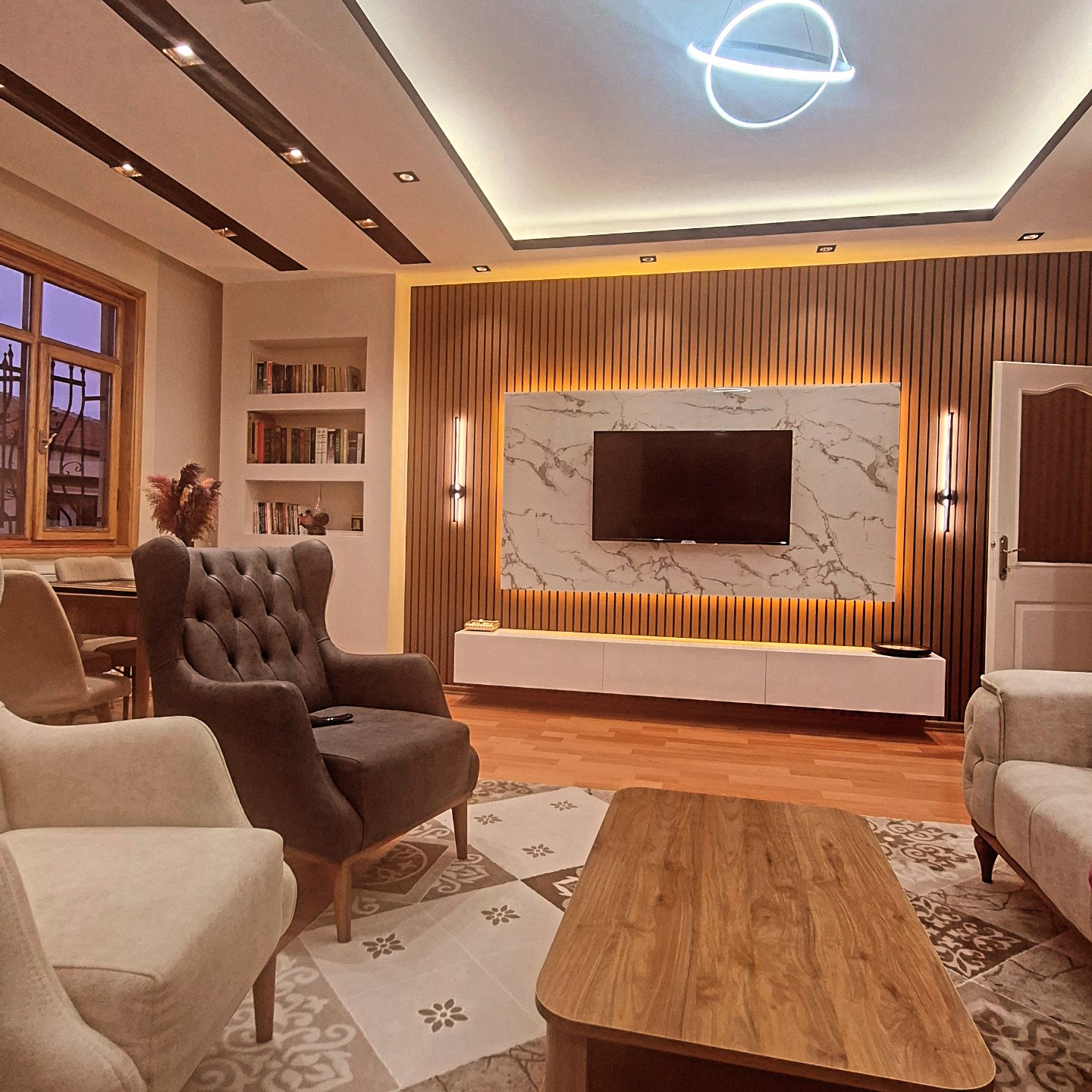 Salon tasarım lambiri tv panali